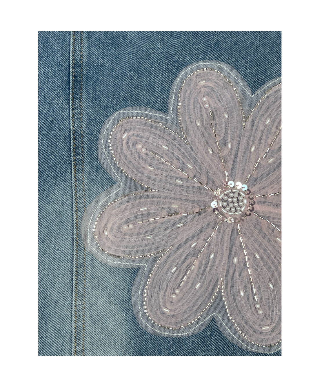 Chaqueta denim con flor bordada 🌸✨