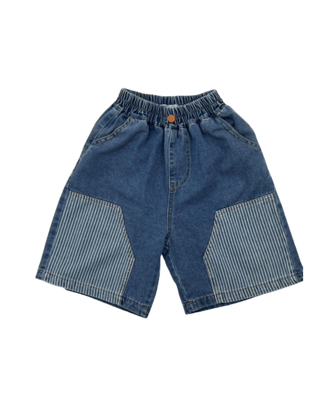 Shorts denim con bolsillos a rayas 👖✨