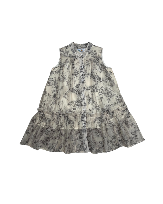 Vestido Infantil Estampado Floral Vintage 🌼🤍