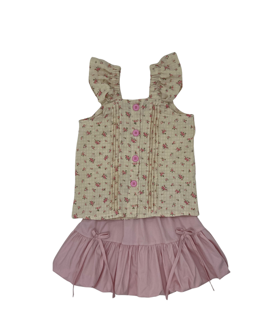 Conjunto blusa + falda rosada 🌷